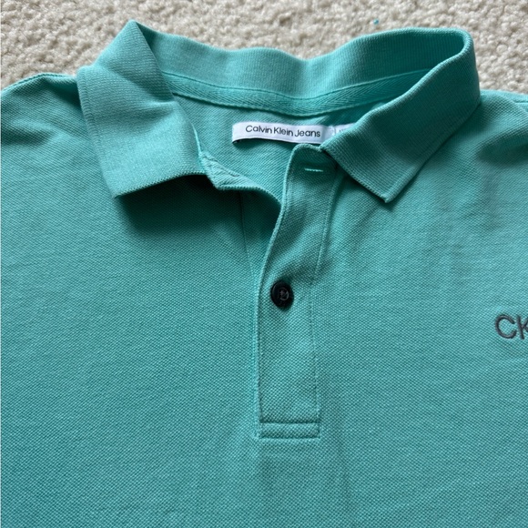 Calvin‎ Klein short sleeved polo  top size 14/16 (large) collar boys teal - Picture 2 of 6